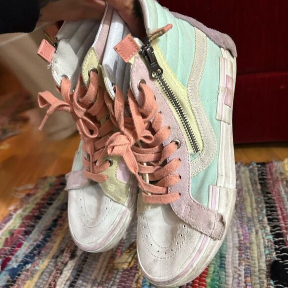 Vans Pastel High Tops Mint Green and Pink High-Top Sneakers Womens 8.5 - Picture 14 of 14
